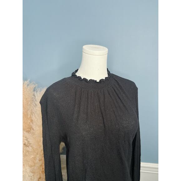 Madewell Black Mock Neck Top Small Long Sleeve - Picture 3 of 8